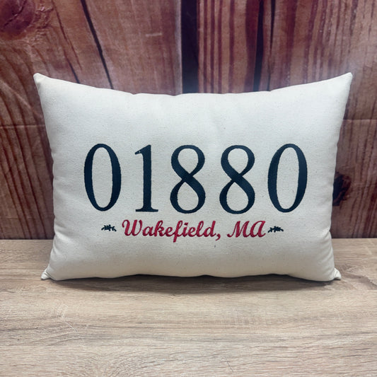 Zip Code Pillow - 01880 Wakefield (Red)