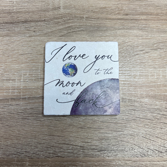 Natural Stone Coaster - I Love You Moon
