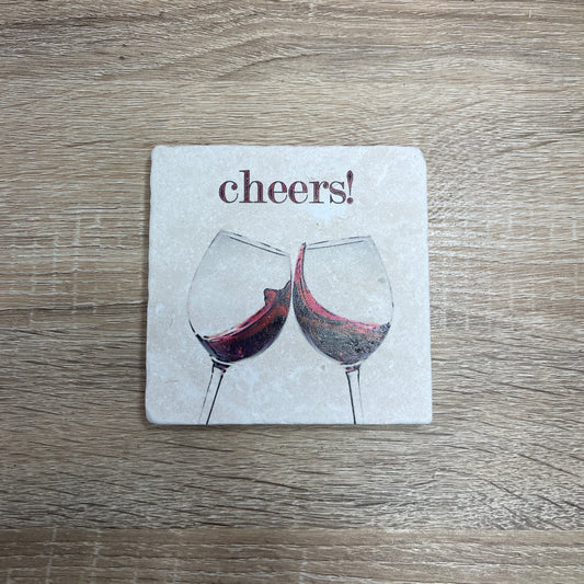 Natural Stone Coaster - Cheers Red Wine