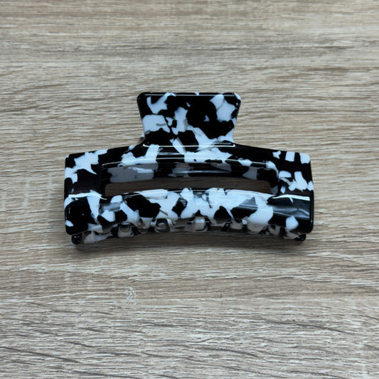Acetate Hair Clip 3.5in - Black White