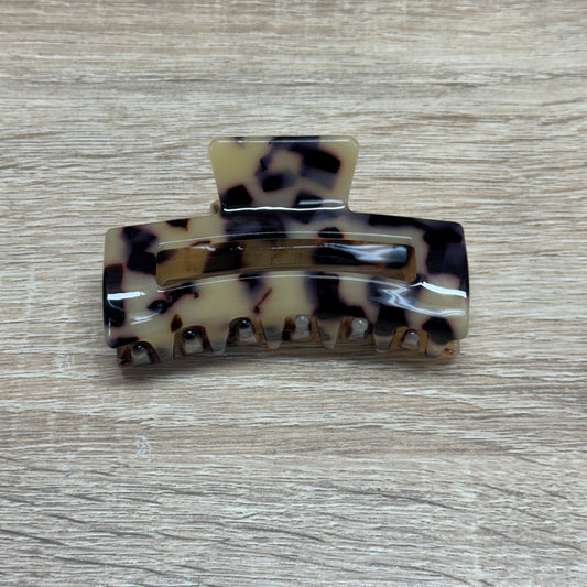 Acetate Hair Clip 3.5in - Black Cream