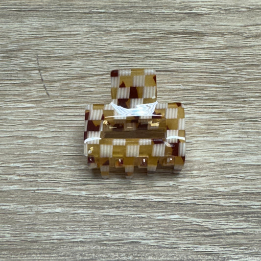 Mini Tortoise Hair Claw 1.25in - Yellow Cream