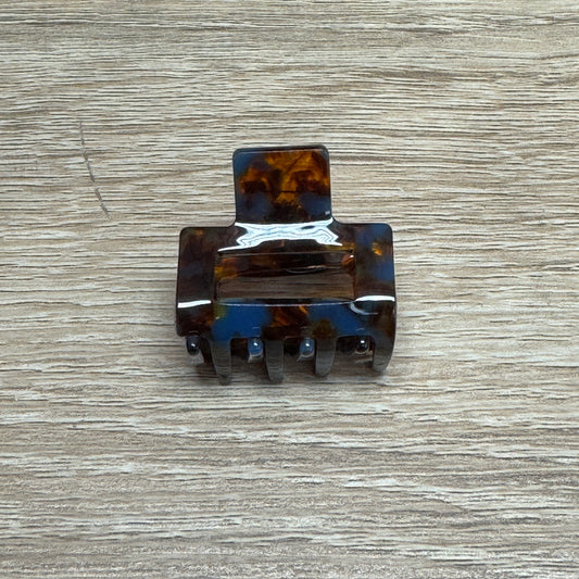 Mini Tortoise Hair Claw 1.25in - Brown Blue