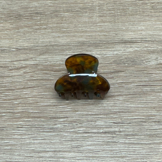 Mini Marble Claw Clips 1.25in - Brown Green