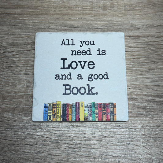 Ceramic Coaster - All You Need Love Book