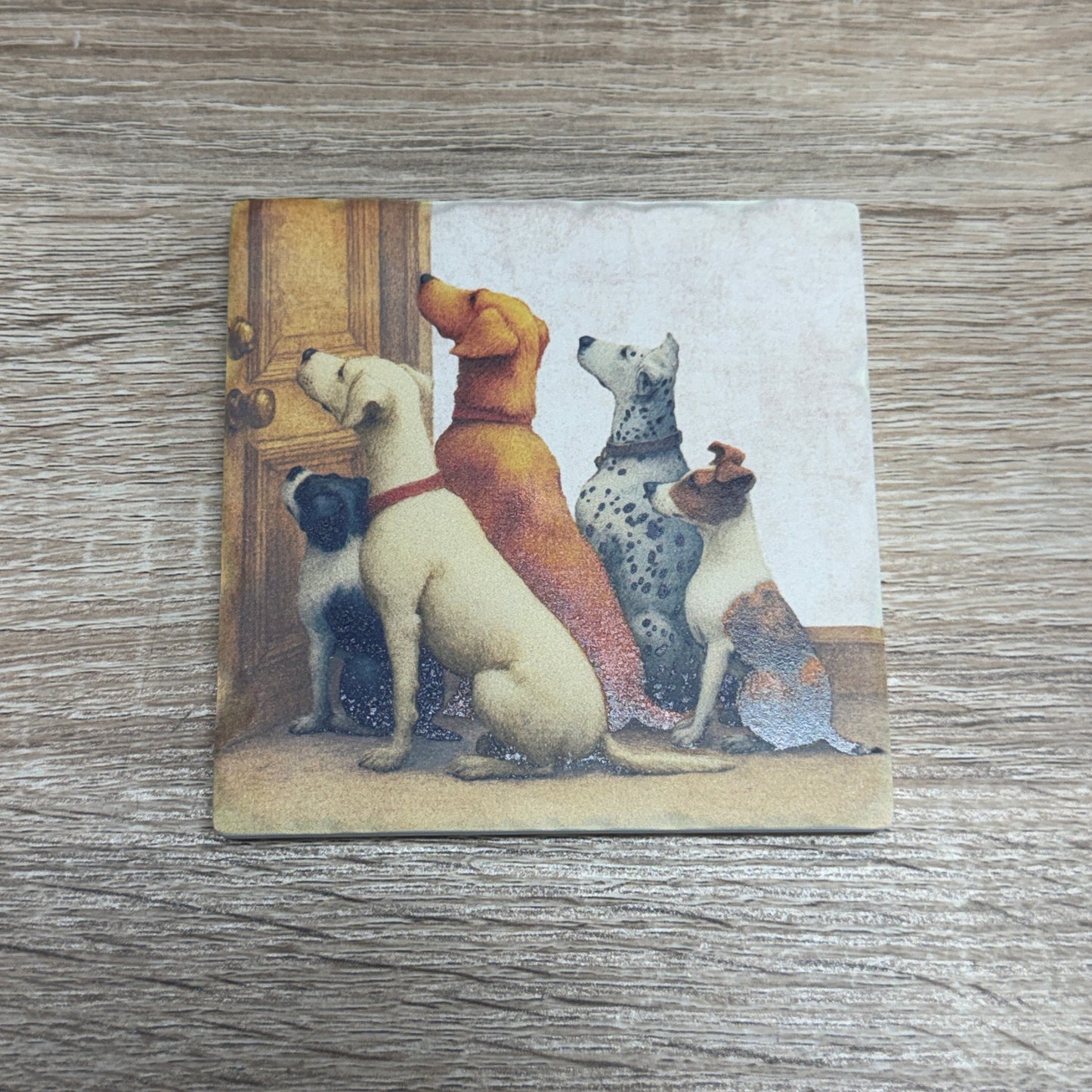 Ceramic Coaster - Dogs At Door