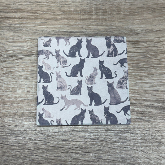 Ceramic Coaster - Cats Gray
