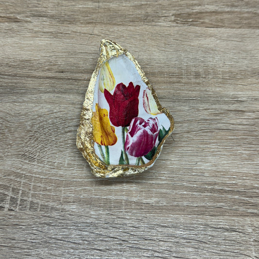 Decoupaged Oyster Shell - Roses