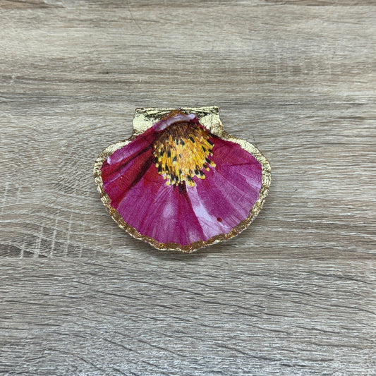 Decoupaged Scallop Shell - Pink Bloom