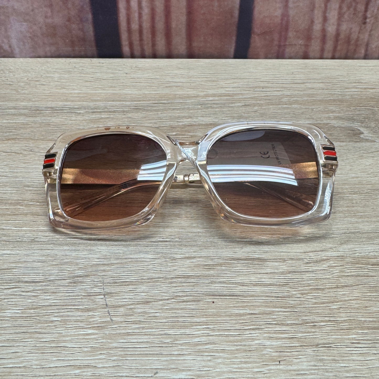 Sunglasses - Taupe Lenses Clear Square Style Frame