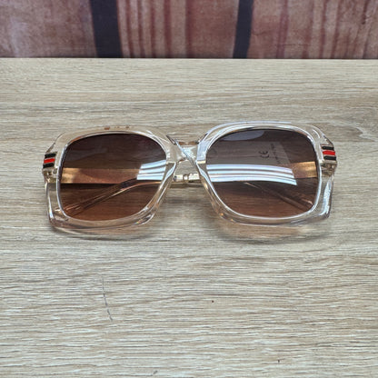 Sunglasses - Taupe Lenses Clear Square Style Frame