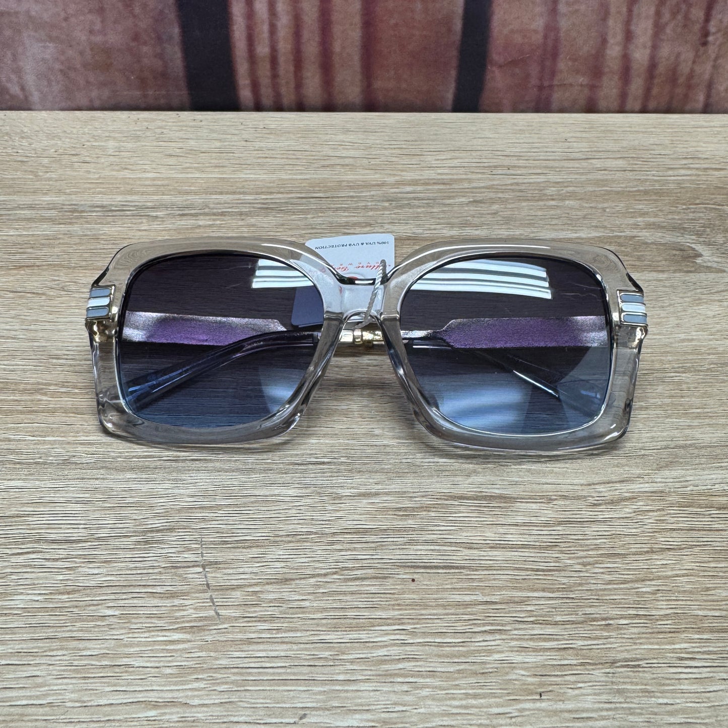 Sunglasses - Blue Lenses Clear Square Style Frame