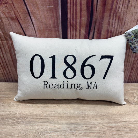 Zip Code Pillow - 01867 Reading MA