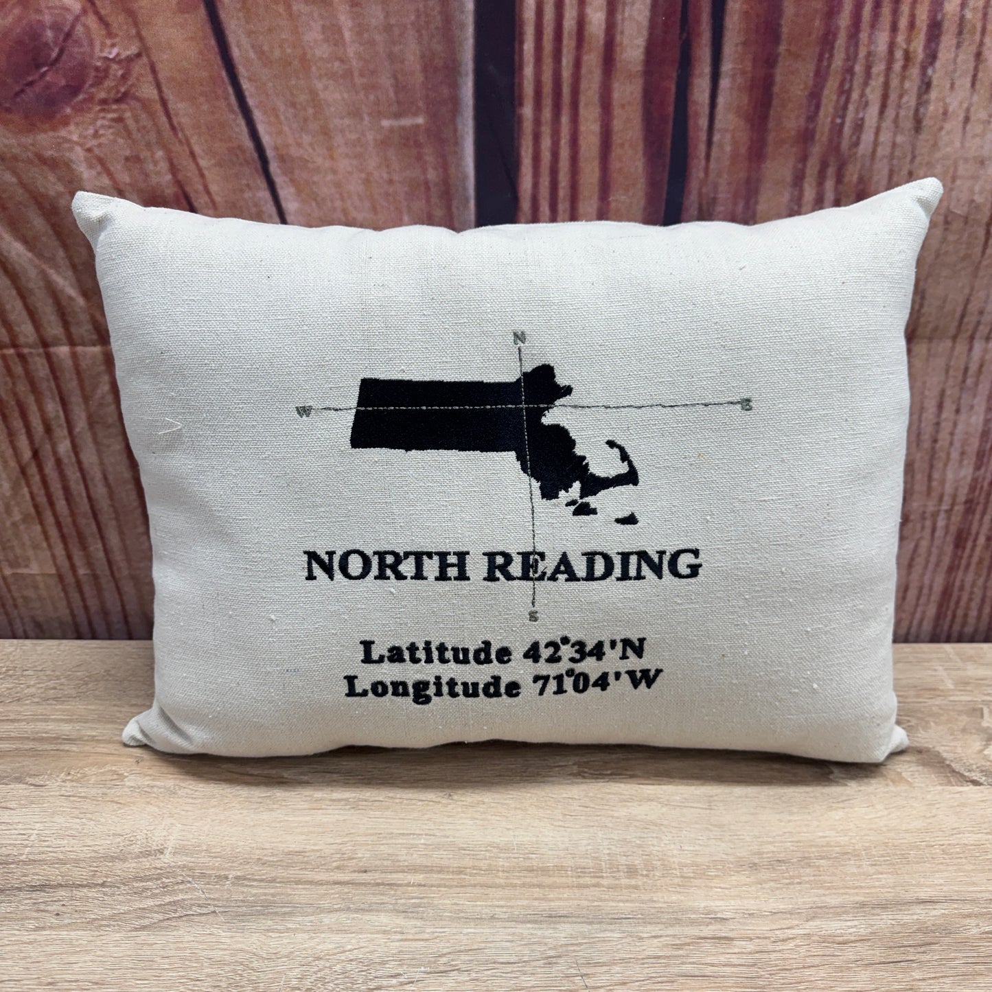 Zip Code Pillow - North Reading Compass Map