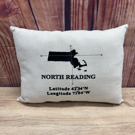 Zip Code Pillow - North Reading Compass Map