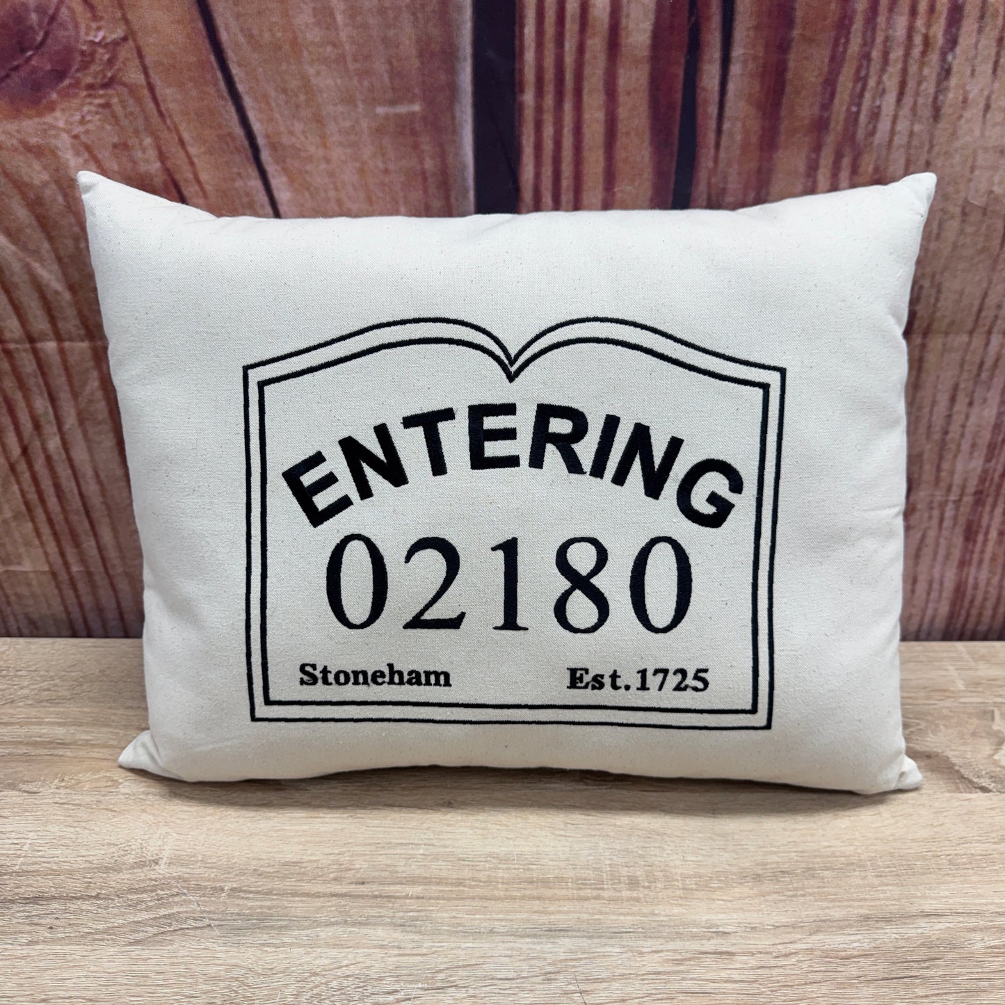 Zip Code Pillow - Entering 02180 Stoneham