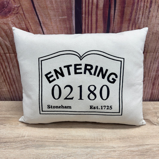 Zip Code Pillow - Entering 02180 Stoneham