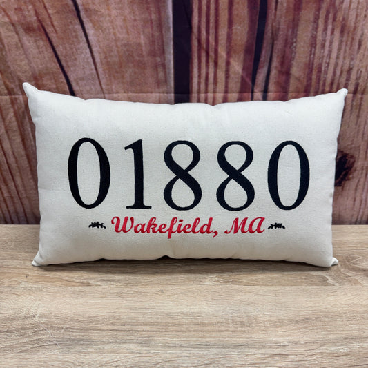 Zip Code Pillow - 01880 Wakefield (Red)
