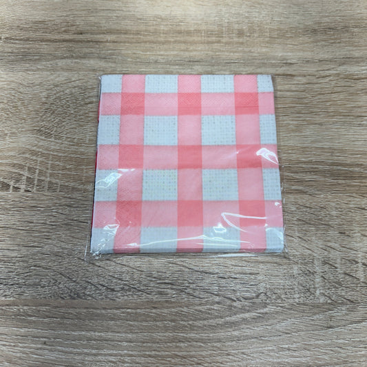Paper Napkin - Pink Check