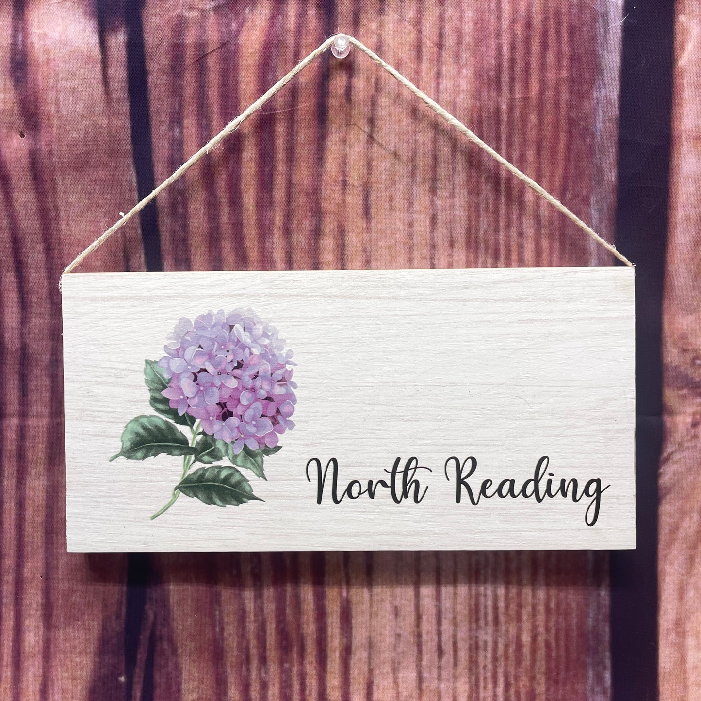 Twine Hanging Sign - North Reading Pink Hydrangea