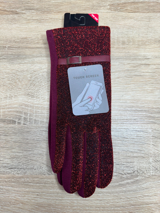 Woman's Winter Gloves - Red Glitter (One Size)