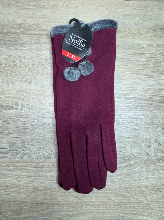 Woman's Winter Gloves - Plum W Fur (LG)