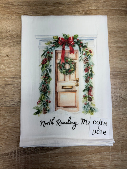 Tea Towel - North Reading Christmas Door