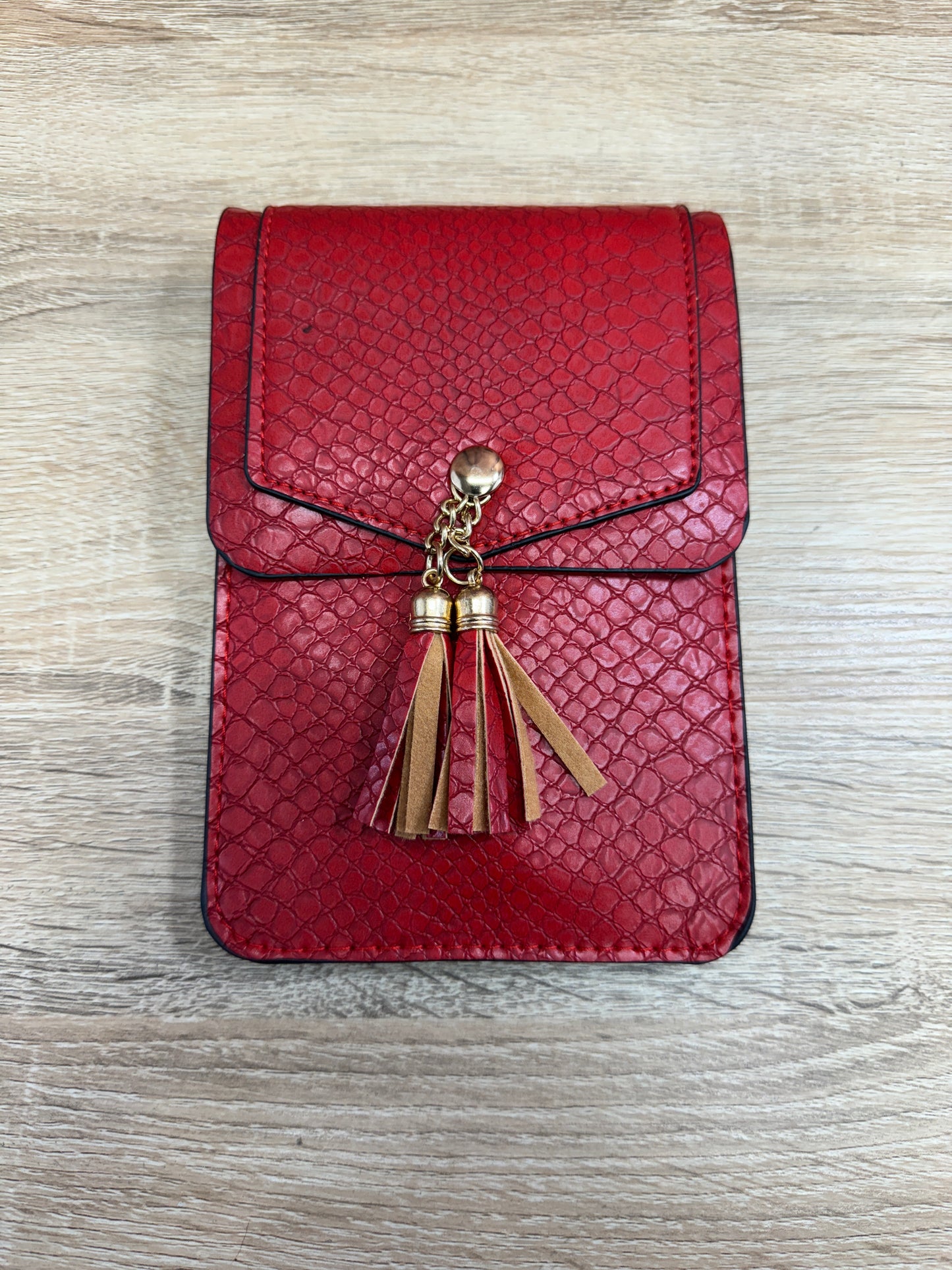 Crossbody Cell Phone Bag - Red Snakeskin