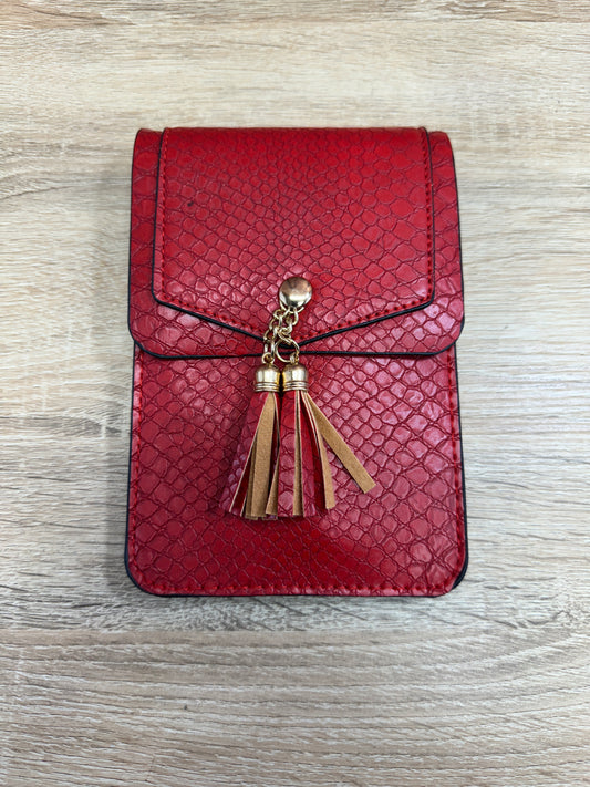 Crossbody Cell Phone Bag - Red Snakeskin