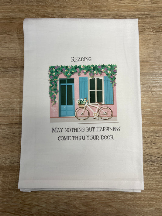 Decorative Tea Towel - Reading Bicycle