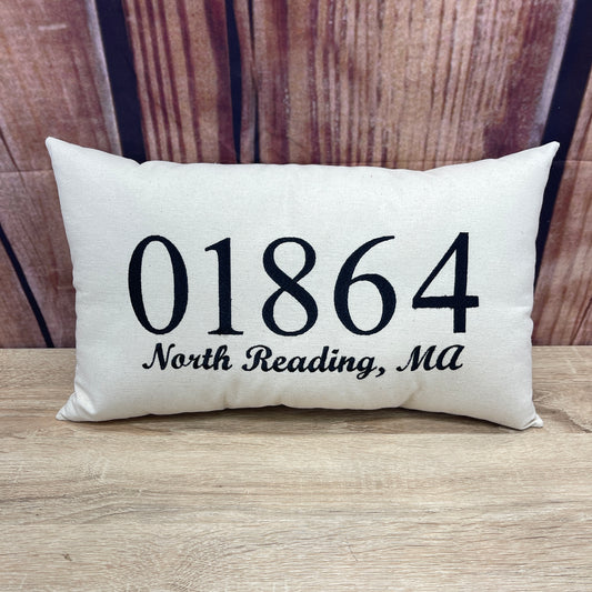 Zip Code Pillow - 01864 North Reading MA