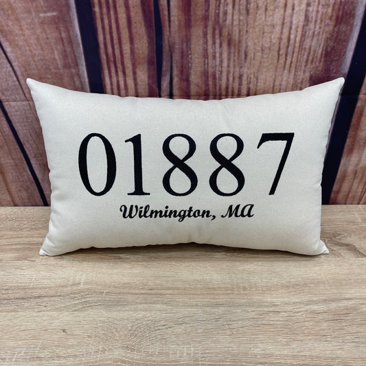 Zip Code Pillow - 01887 Wilmington MA