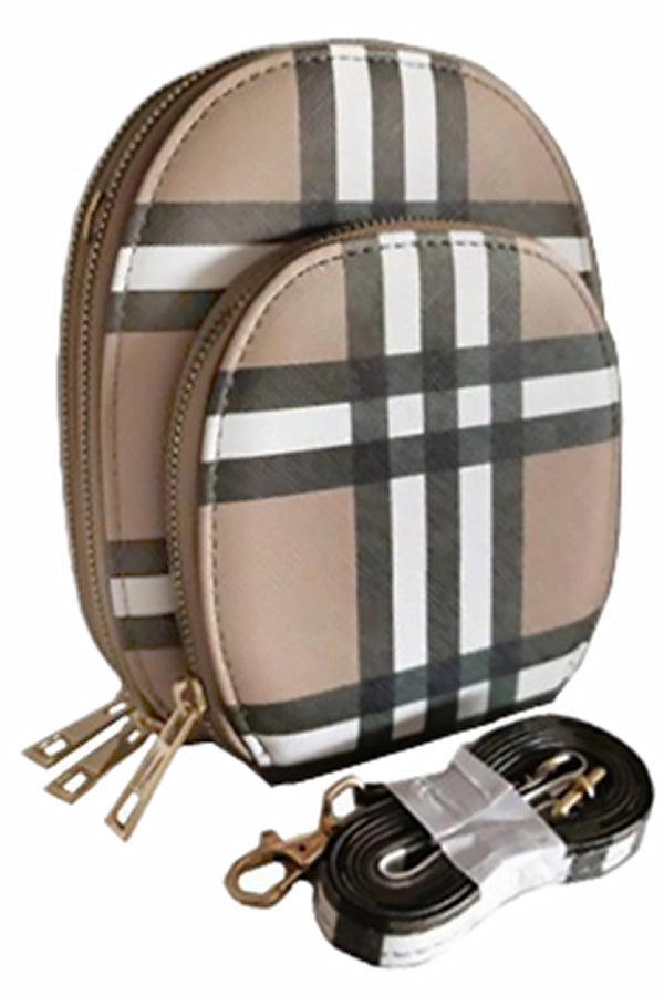 Round Crossbody Bag - Tartan Plaid