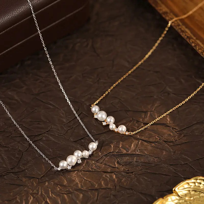 Pendant Necklace - Pearl Horizontal (Silver)
