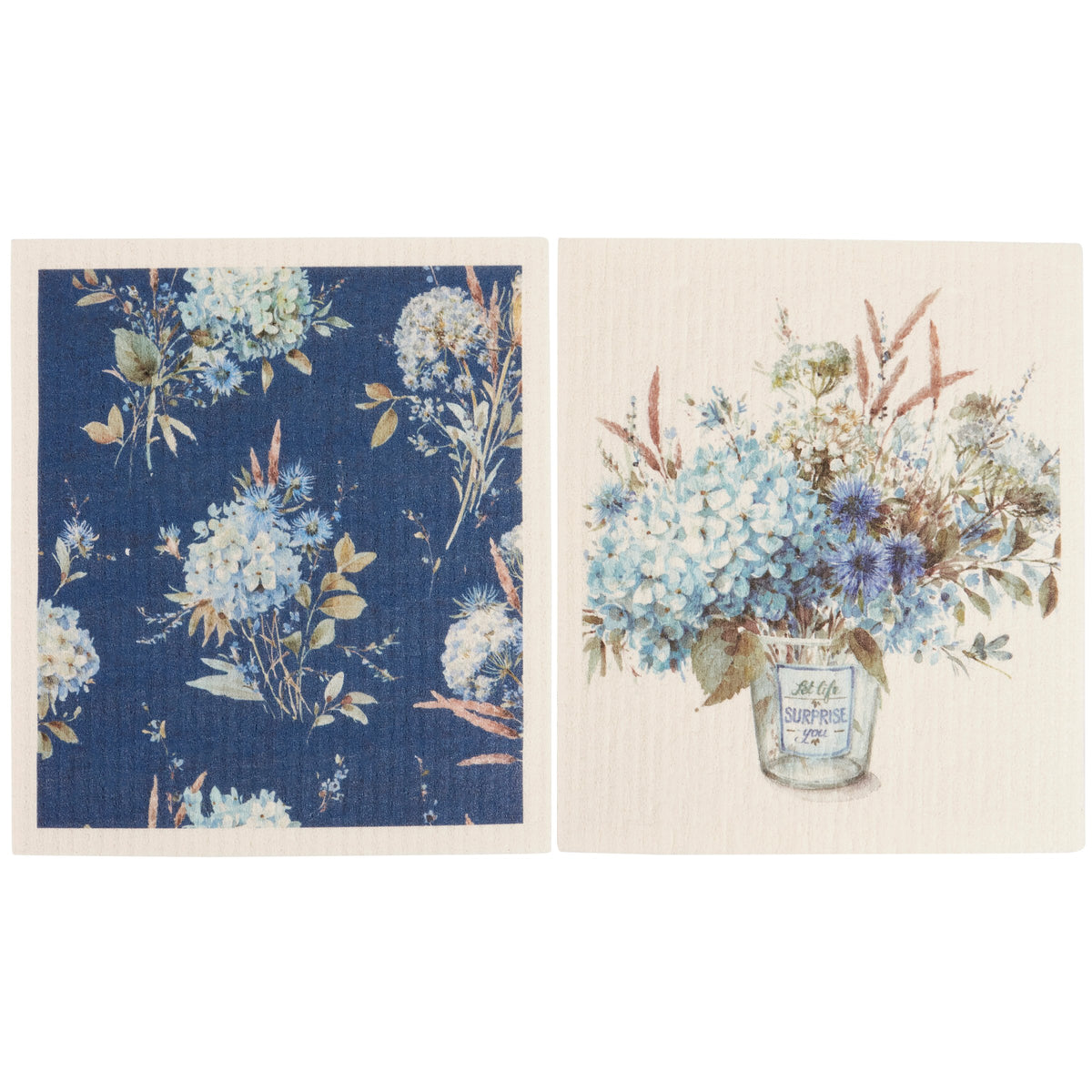 Swedish Dishcloth Set - Blue Floral
