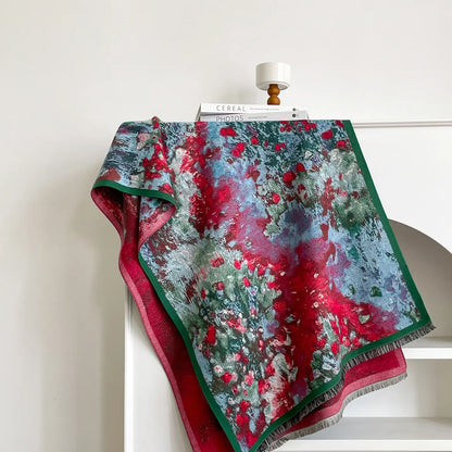 Reversible Wrap - Turq / Red Floral Stream