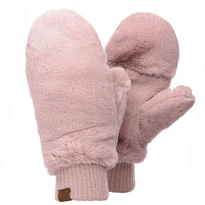 Faux Fur Mittens with Shepherd Lining - Rose