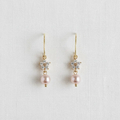 Drop Earrings - Floral-Inspired Pearl