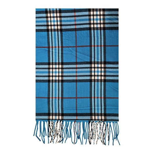 Cashmere Feel Scarf - Plaid Turquoise