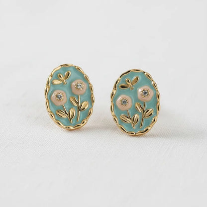 Stud Earrings - Floral Enamel