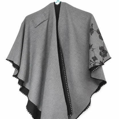 Reversible Short Loop Wrap - Gray / Black Roses