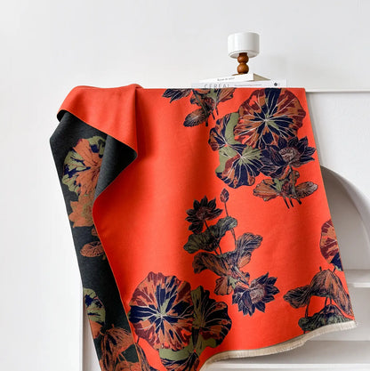 Reversible Wrap - Orange / Blue Fan Leaves