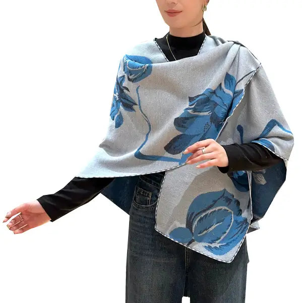 Reversible Short Loop Wrap - Royal Blue / White Lotus