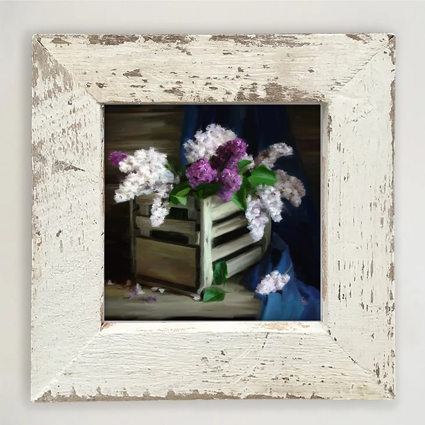 Framed Art 8in - Lilacs in a Crate