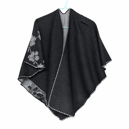 Reversible Short Loop Wrap - Gray / Black Roses