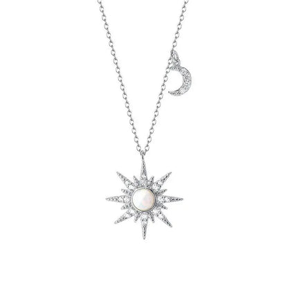 Pendant Necklace - Opal Sun Moon (Gold)