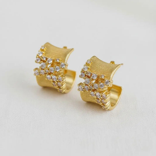 C-Hoop Earrings - Irregular Cubic Zirconia