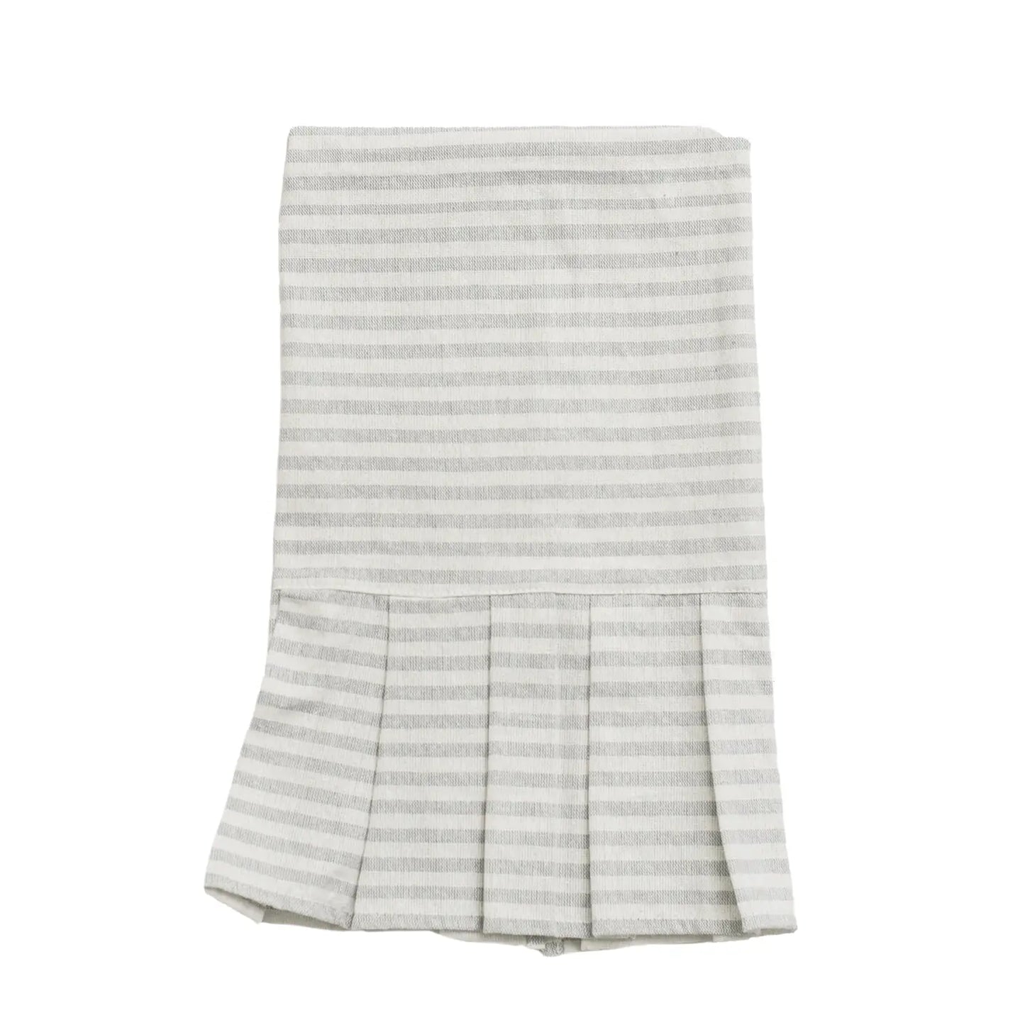 Striped Tea Towel with Ruffle - Grey