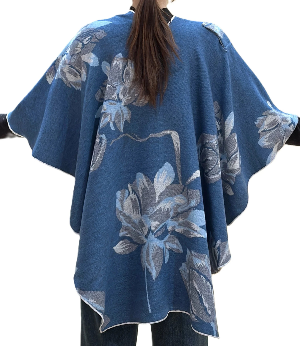 Reversible Short Loop Wrap - Royal Blue / White Lotus