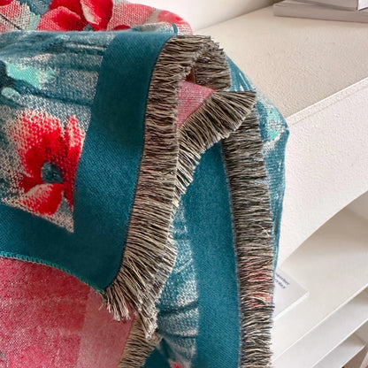 Reversible Wrap - Shawl Turq / Red Poppy Fiel